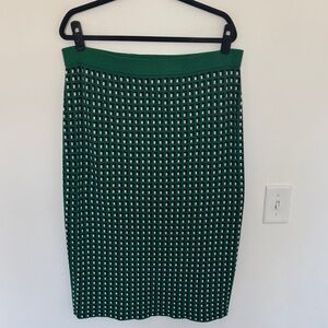Banana Republic Green and Black Geometric Knit Pencil Midi Skirt - Size XL
